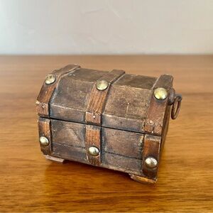Vintage Wooden Treasure Chest Box